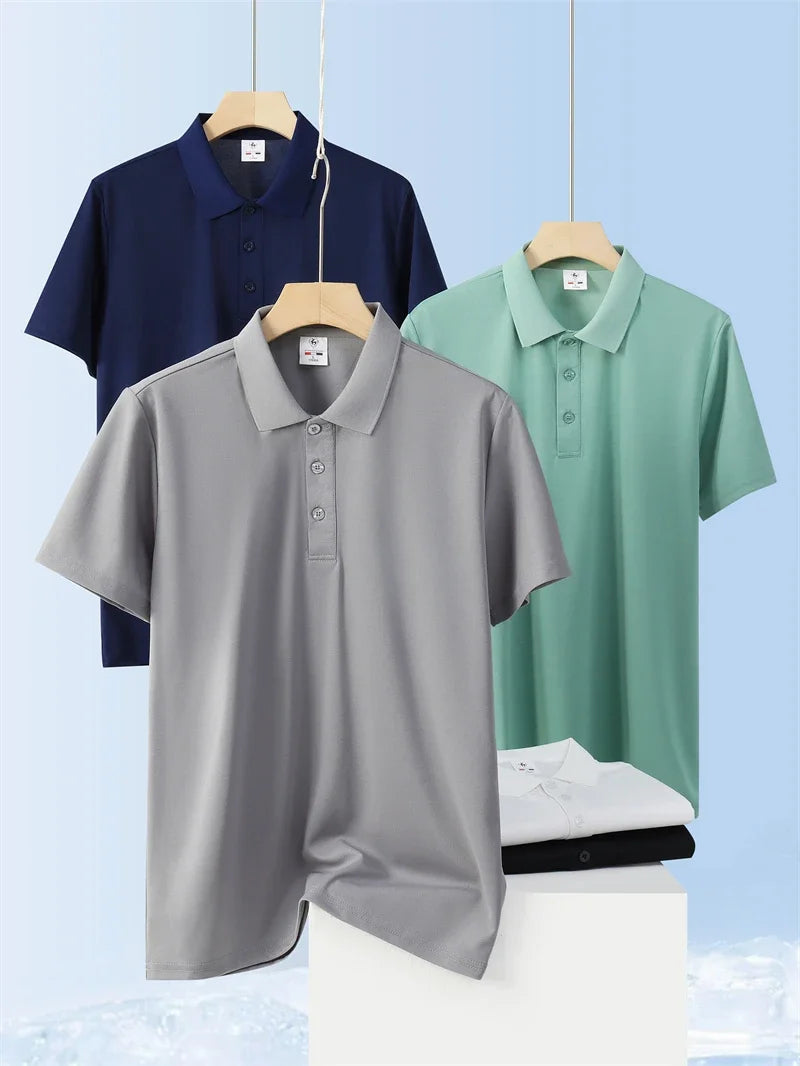 VARDALABEL Men’s Solid Color Short Sleeve Polo Shirt