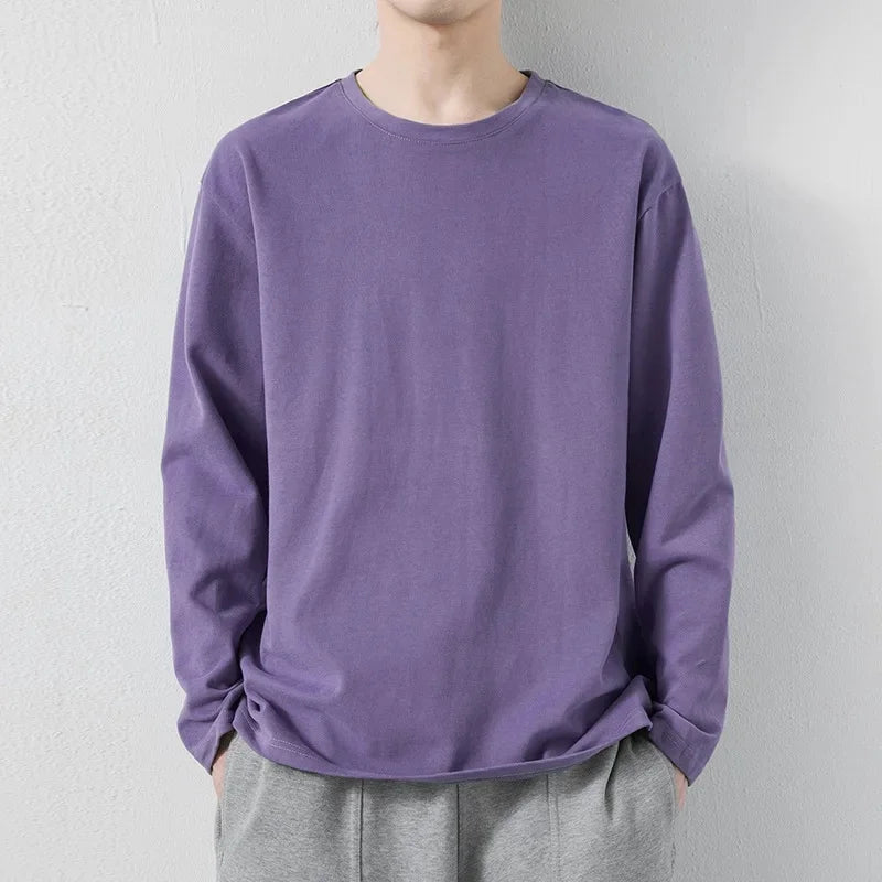 VARDALABEL Men’s Korean Style Long Sleeve T-Shirt – Spring Casual Wear