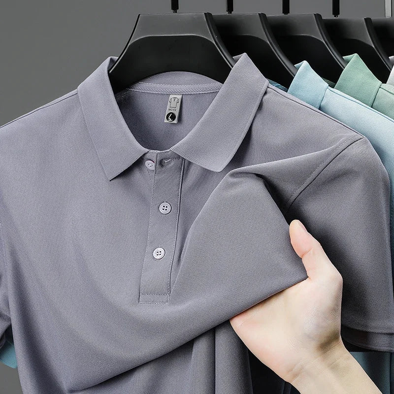 VARDALABEL Men’s Casual & Business Polo Shirt – Short Sleeve, Solid Color, Lightweight Fit