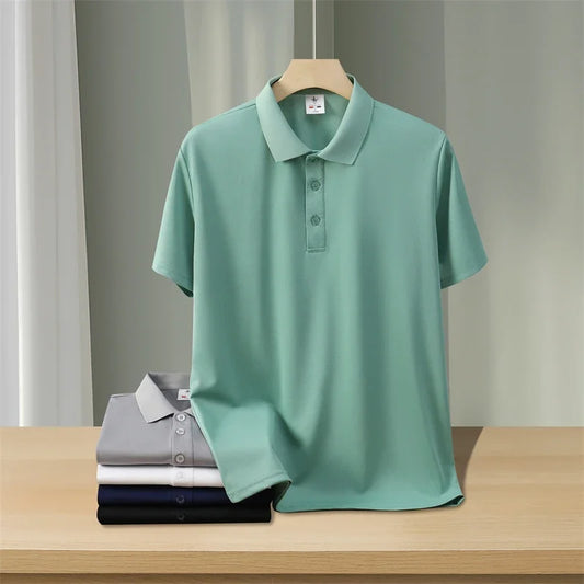 VARDALABEL Men’s Solid Color Short Sleeve Polo Shirt