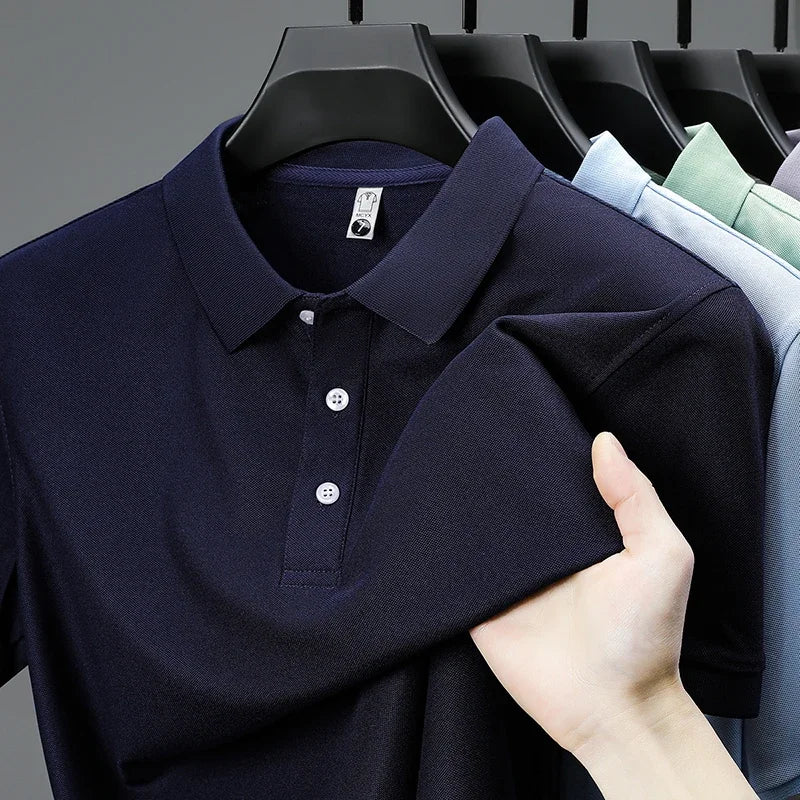 VARDALABEL Men’s Casual & Business Polo Shirt – Short Sleeve, Solid Color, Lightweight Fit