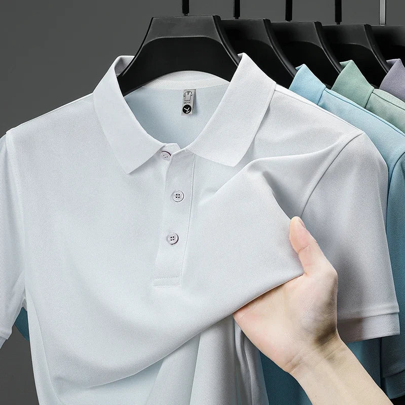 VARDALABEL Men’s Casual & Business Polo Shirt – Short Sleeve, Solid Color, Lightweight Fit