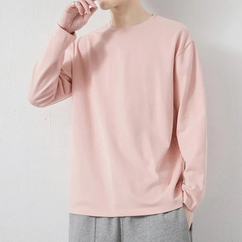 VARDALABEL Men’s Korean Style Long Sleeve T-Shirt – Spring Casual Wear