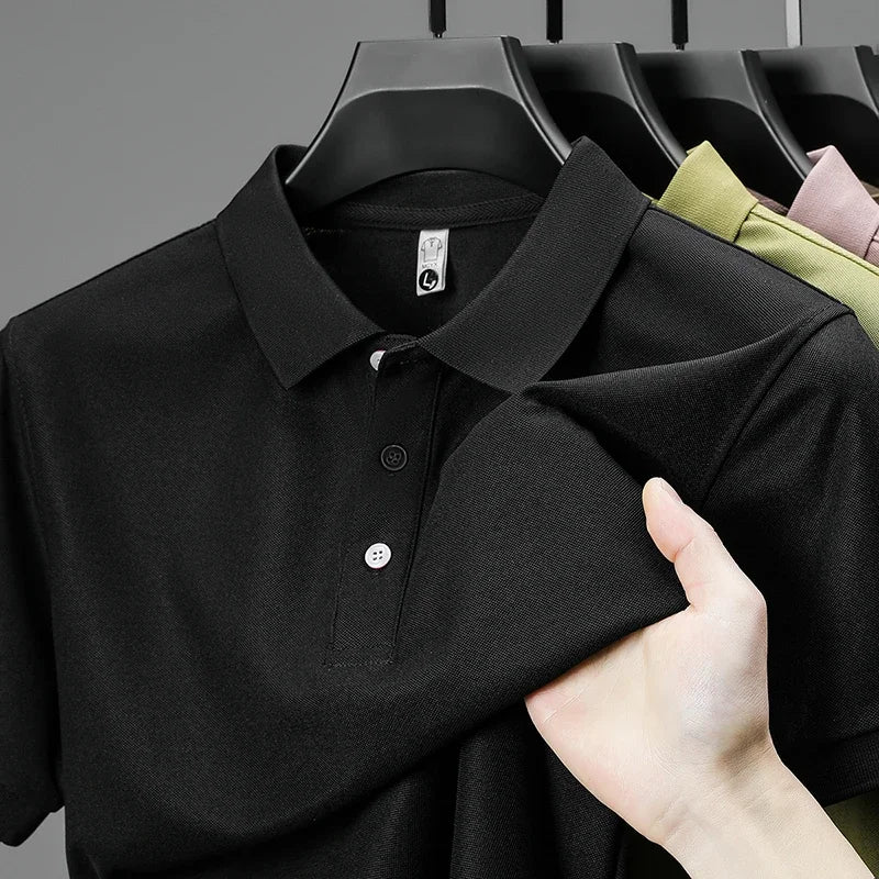 VARDALABEL Men’s Casual & Business Polo Shirt – Short Sleeve, Solid Color, Lightweight Fit