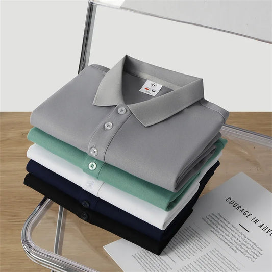 VARDALABEL Men’s Solid Color Short Sleeve Polo Shirt