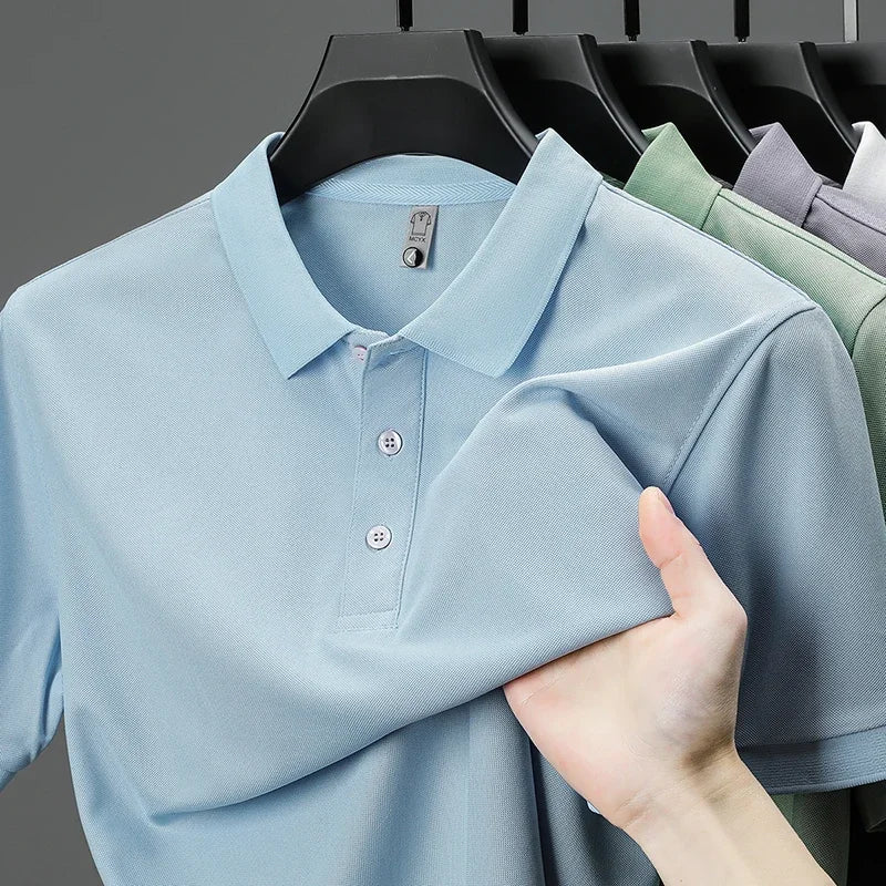 VARDALABEL Men’s Casual & Business Polo Shirt – Short Sleeve, Solid Color, Lightweight Fit